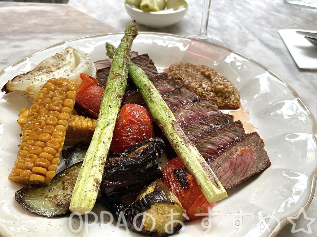 グリル野菜とステーキ